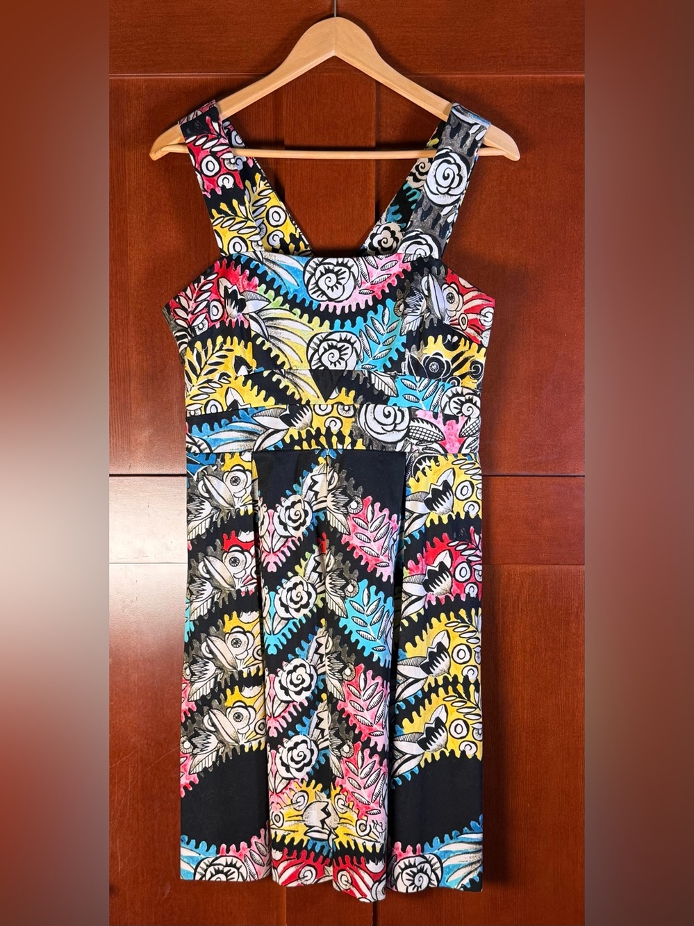Donna Morgan Size 8 Colorful Abstract Floral Fit & Flare Dress